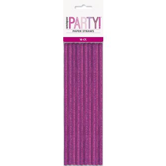 Pink Foil Paper Straws - 10pk