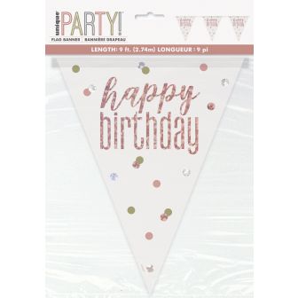 Happy Birthday Rose Gold Prismatic Bunting - 9ft 