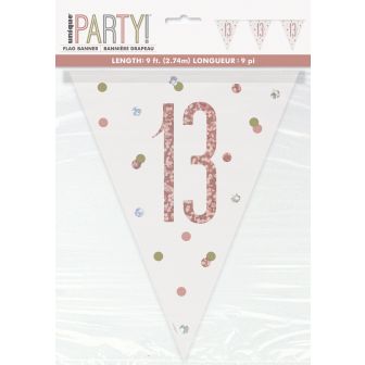 Age 13 Rose Gold Prismatic Bunting - 9ft 