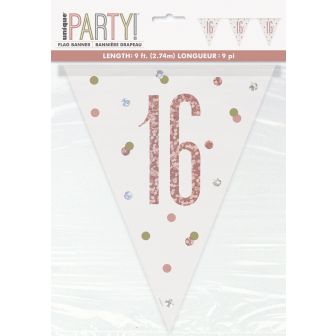 Age 16 Rose Gold Prismatic Bunting - 9ft 