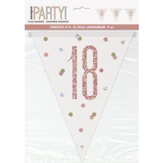 Age 18 Rose Gold Prismatic Bunting - 9ft 