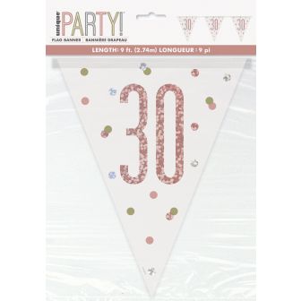 Age 30 Rose Gold Prismatic Bunting - 9ft 