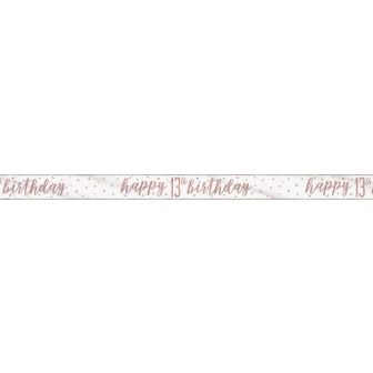 Happy 13th Birthday Rose Gold Prismatic Foil Banner -9ft