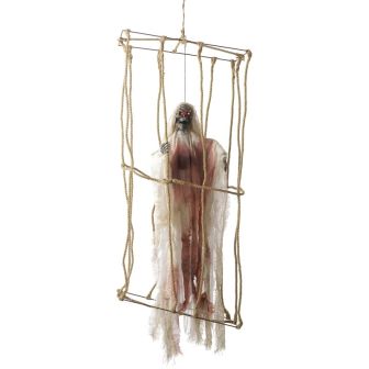 Animated Hanging Caged Skeleton Decoration - Each 
