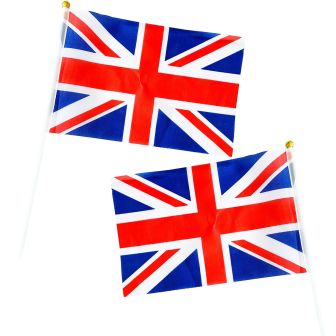 GB Wavy Flag 15cm x 22cm - 6pk