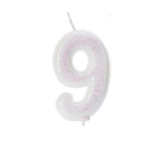 Age 9 Glitter Candle Assorted Colours