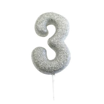 Age 3 Glitter Candle Assorted Colours