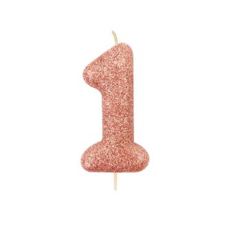 Age 1 Glitter Candle Rose Gold