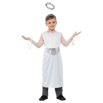 Angel Costume White with Dress Belt & Halo (L)