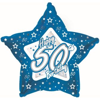 Blue Stars Age 50 Foil Balloon
