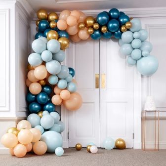 Luxe Teal and Gold Chrome Balloon Arch Kit - 200 Piece 