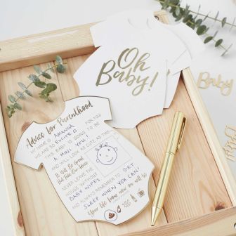 Gold Baby Shower Advice Cards 