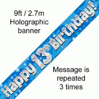 13th Birthday Blue Banner