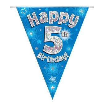 Party Bunting Happy 5th Birthday Blue Holographic