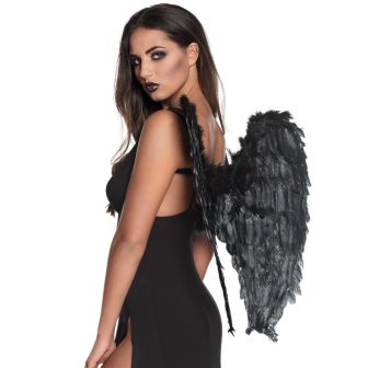 Angel Black Feather Wings - 65cm
