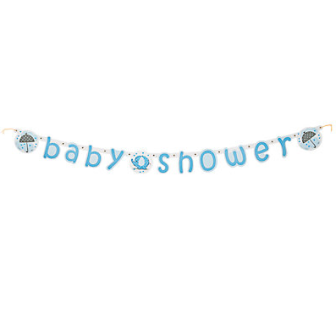 Baby Shower Blue Elephant Banner 