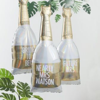 Gold Foiled Champagne Bottle Personalised Party Balloon - Each