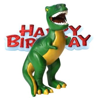 Dinosaur Resin Cake Topper & Red Happy Birthday Motto
