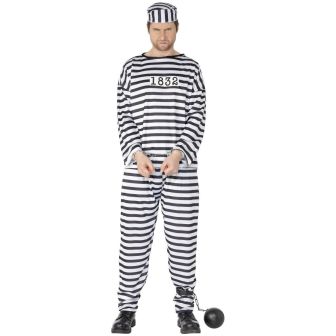 Convict Costume, Black & White L