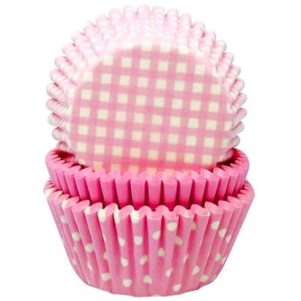 Light Pink Patterned Cupcake Cases - 75pk