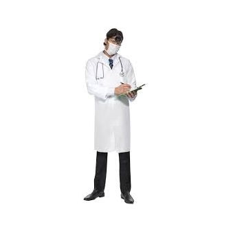 Doctor's Costume White with Long Coat & Mask XXL