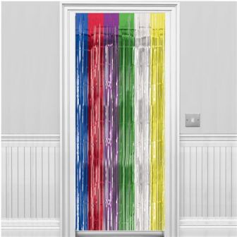 Multi Coloured Metallic Fringed Door Curtain - 2.4m