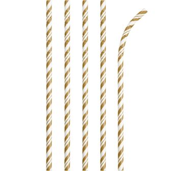 Striped Gold Paper Straws