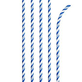 Striped Blue Paper Straws