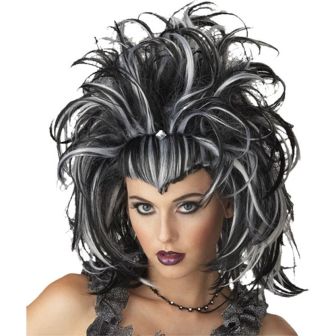 Evil Sorceress Halloween Wig - Grey & Black