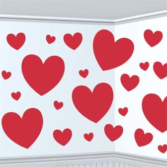 Valentines Red Heart 30cm Glitter Cutouts - 20pk