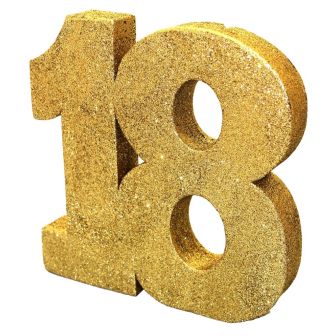Number 18 Glitter Table Decoration Gold