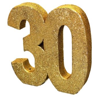 Number 30 Glitter Table Decoration Gold