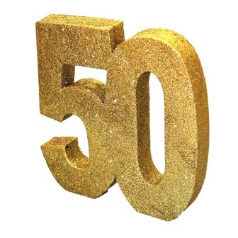 Number 50 Glitter Table Decoration Gold