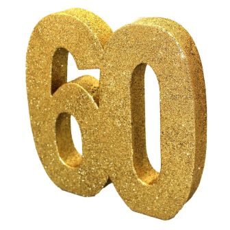 Number 60 Glitter Table Decoration Gold