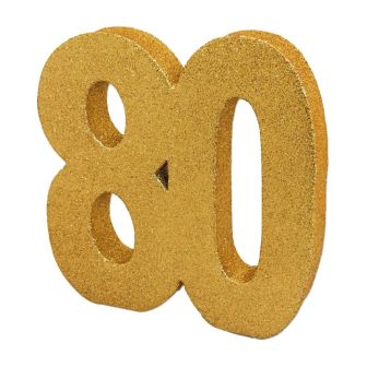 Number 80 Glitter Table Decoration Gold