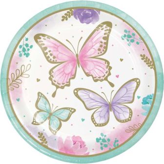 Butterfly Shimmer Paper Plates Large