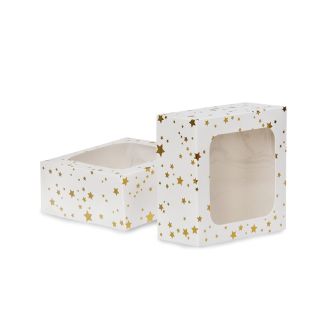 Gold Star Square Treat Boxes with Window Foil - 2pk
