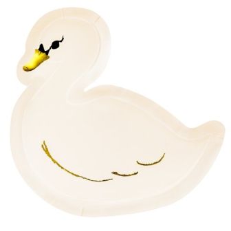 Lovely Swan Shaped Paper Party Plates - 6pk