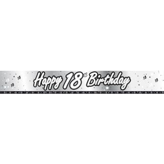 Black & Silver 18th Birthday Foil Banner