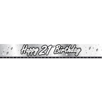Black & Silver 21st Birthday Foil Banner