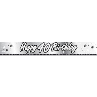 Black & Silver 40th Birthday Foil Banner