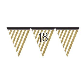 Black and Gold 18 Paper Flag Bunting