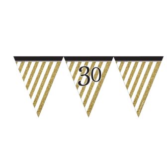 Black and Gold 30 Paper Flag Bunting