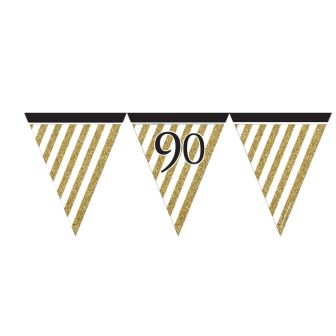 Black and Gold 90 Paper Flag Bunting
