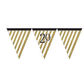 Black and Gold 20 Paper Flag Bunting