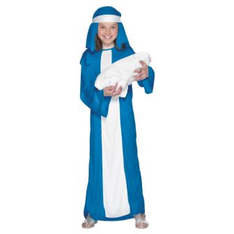 Mary Child Costume Blue with Dress & Headpiece (L)