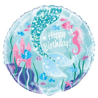 Mermaid 18" Happy Birthday Foil Balloon