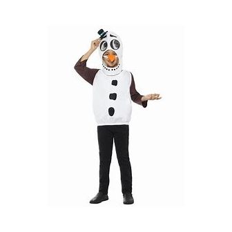 Deluxe Snowman Costume White with Tabard Carrot Nose & Hood with Lenticular 3D Print Eyes