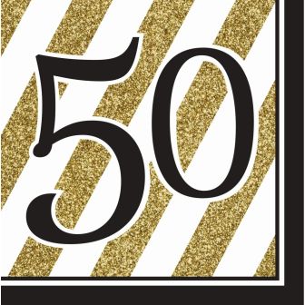 Black and Gold 50 Lunch Napkins 2 ply