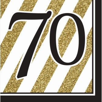 Black and Gold 70 Lunch Napkins 2 ply